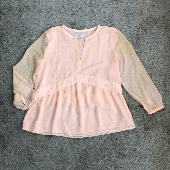 LOFT Tops - LOFT Pink Dot Blous